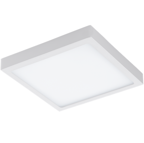 Fueva 1 LED overflade monteret i støbt metal Krom med skærm i Hvid plastik, 22WLED, længde 30 cm, bredde 30 cm, højde 4 cm.